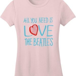 Beatles All You Need is Love Girls Jr Tissue Tee Pink